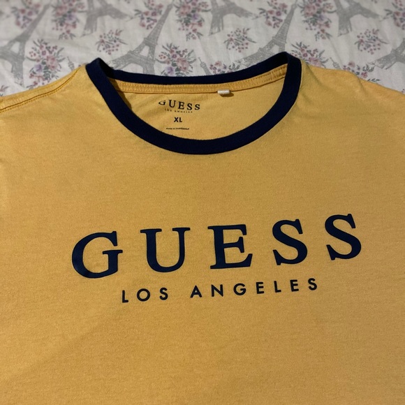 Guess Los Angeles Mens Yellow T-shirt Large - Picture 2 of 9